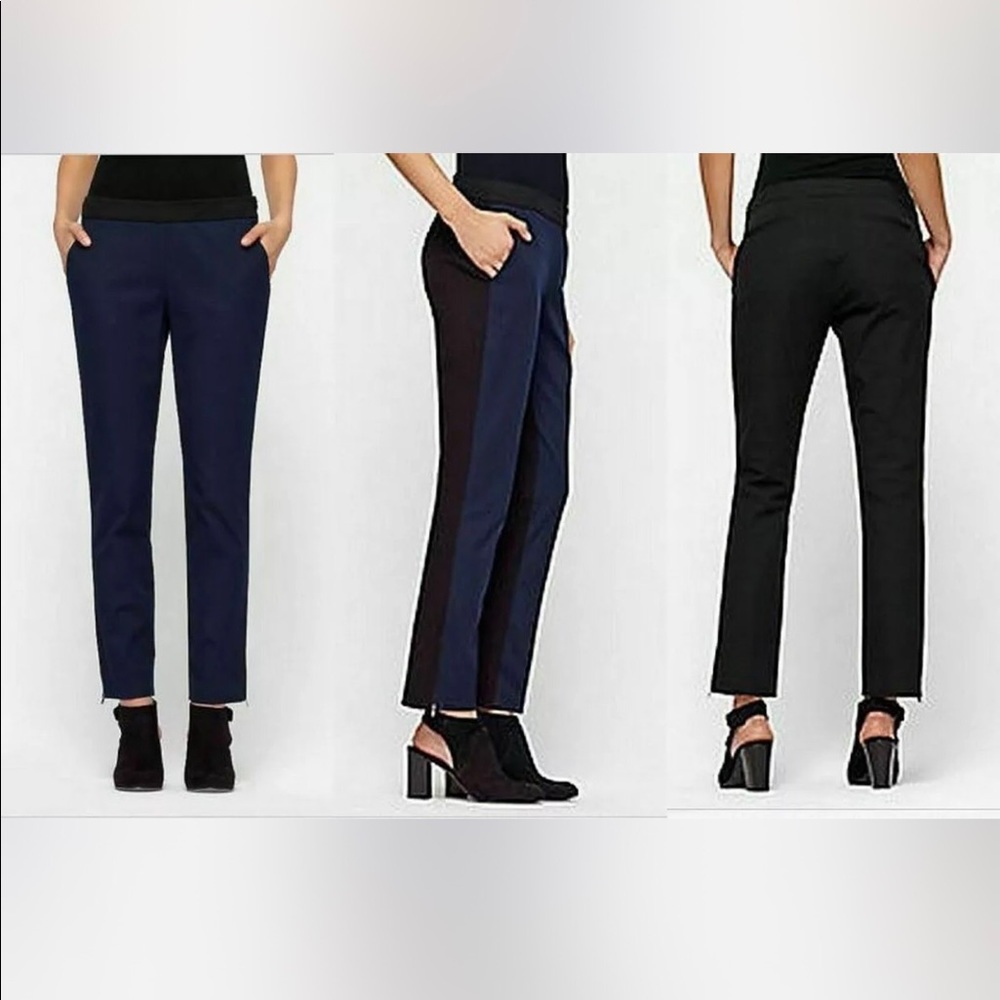Eileen Fisher black and blue pants with zippered bottoms size xl